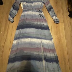 Cloth & Stone Blue and Purple Long Sleeve Dress
